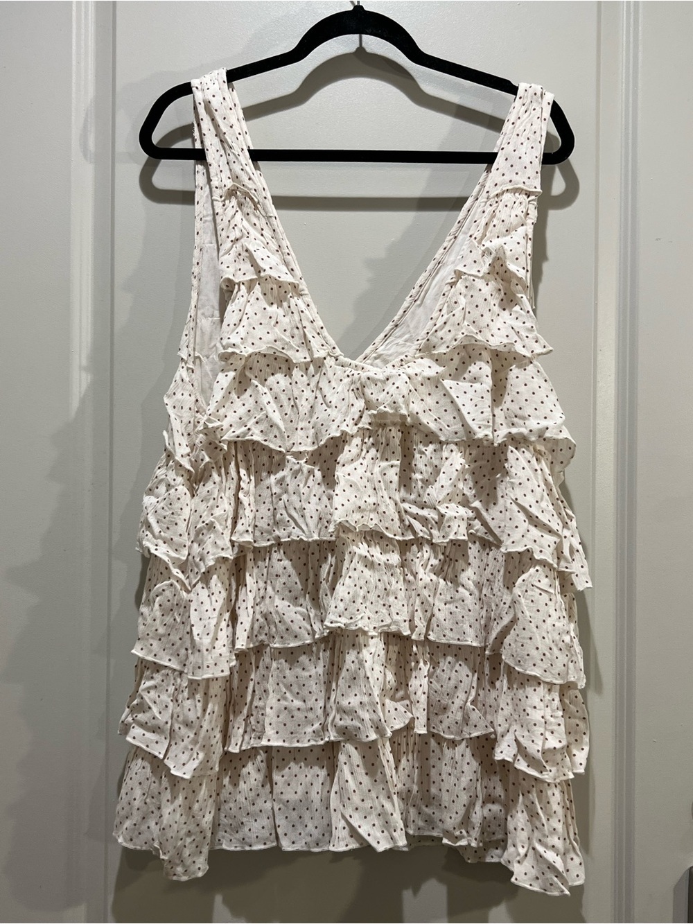 Free People Ruffle Me Up Ivory Polka Dot Top & Shorts Set XL NWT - Picture 4 of 8